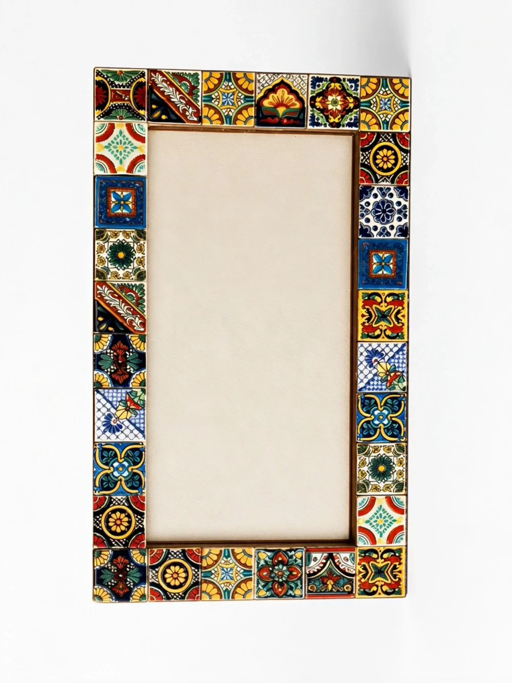 Mexican hand-painted mosaic Talavera tile mirror